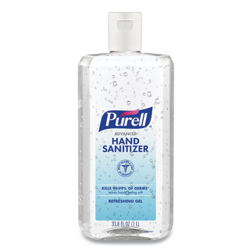 PURELL® Advanced Refreshing Gel Hand Sanitizer, 1 L Flip Cap Bottle, Clean Scent, 4/Carton