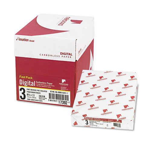 Fast Pack Carbonless 3-Part Paper, 8.5 x 11, Pink/Canary/White, 500 Sheets/Ream, 5 Reams/Carton