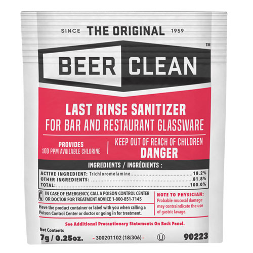Image of Beer Clean Last Rinse Glass Sanitizer, Powder, 0.25 oz Packet, 100/Carton