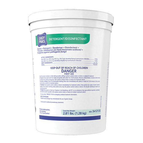 Easy Paks® Detergent/Disinfectant, Lemon Scent, 0.5 oz Packet, 90/Tub, 2 Tubs/Carton