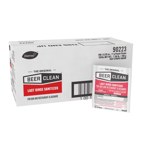 Beer Clean Last Rinse Glass Sanitizer, Powder, .25oz Packet, 100/Carton