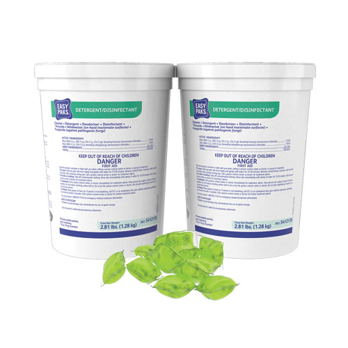 Easy Paks® Detergent/Disinfectant, Lemon Scent, 0.5 oz Packet, 90/Tub, 2 Tubs/Carton