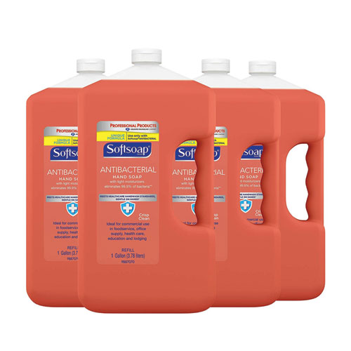 Antibacterial Liquid Hand Soap Refill, Crisp Clean, Pink, 1gal Bottle, 4/carton