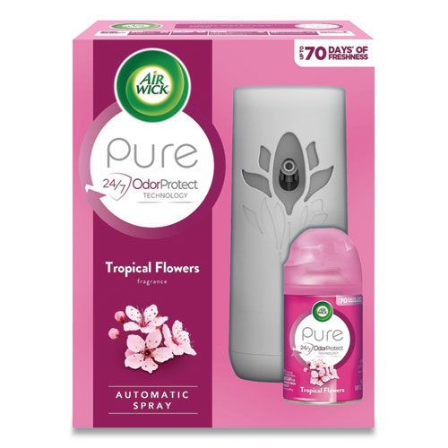 Air Wick® Freshmatic Ultra Automatic Pure Starter Kit, 5.94 x 3.31 x 7.63, White, Tropical Flowers 4/Carton