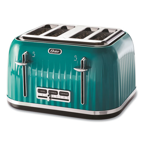 4-Slice Toaster with Textured Design with Chrome Accents, 12 x 13 x 8, Teal