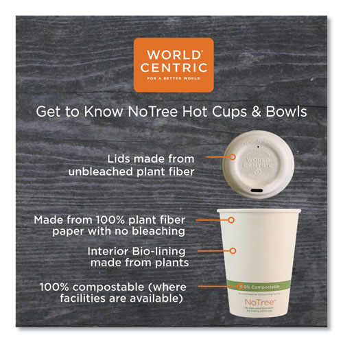 Image of World Centric® Notree Paper Hot Cups, 12 Oz, Natural, 1,000/Carton