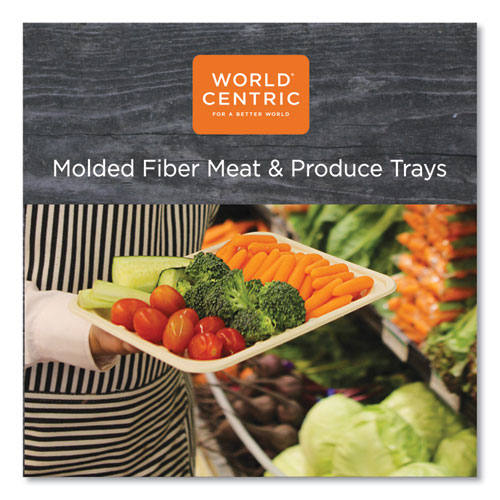 Image of World Centric® Fiber Trays, Pla Lined, Pfas Free, 1-Compartment, 9.1 X 7.1 X 0.7, Natural, Paper, 500/Carton