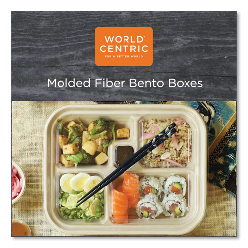 Fiber Bento Box Containers, 5-Compartment, 11.8 x 9.4 x 2, Natural, Paper, 300/Carton