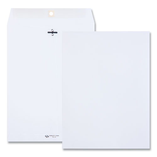 Clasp Envelope, 28 lb Bond Weight Paper, #90, Square Flap, Clasp/Gummed Closure, 9 x 12, White, 100/Box