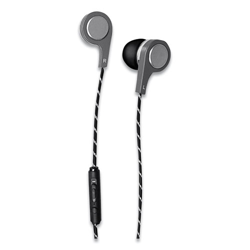 Maxell® Bass 13 Metallic Earbuds With Microphone, 4 Ft Cord, Silver
