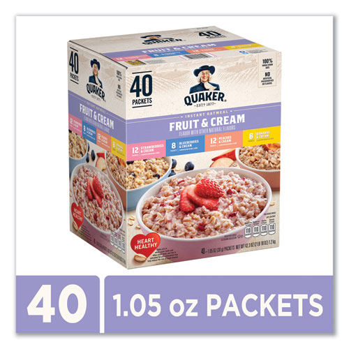 Image of Quaker® Instant Oatmeal, Assorted Varieties, 1.05 Oz Packet, 40/Box, Ships In 1-3 Business Days
