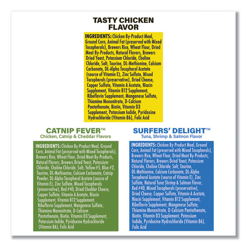 Image of Temptations™ Cat Treats, Catnip Fever/Sailors' Delight/Tasty Chicken, 16 Oz Container, 3/Carton, Ships In 1-3 Business Days