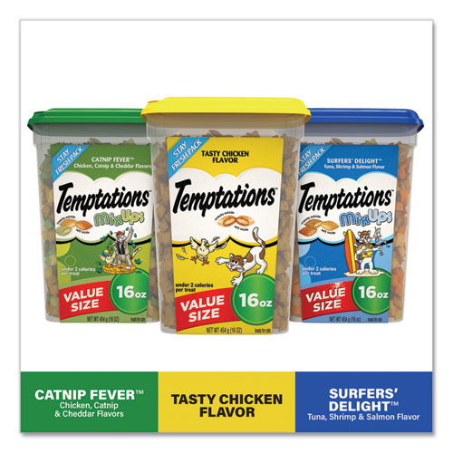 Image of Temptations™ Cat Treats, Catnip Fever/Sailors' Delight/Tasty Chicken, 16 Oz Container, 3/Carton, Ships In 1-3 Business Days