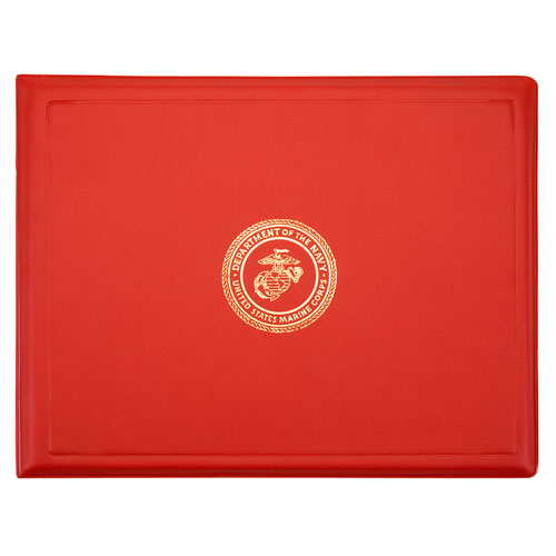 7510010561927 SKILCRAFT Award Certificate Binder, 8.5 x 11, Marine Corps Seal, Red/Gold