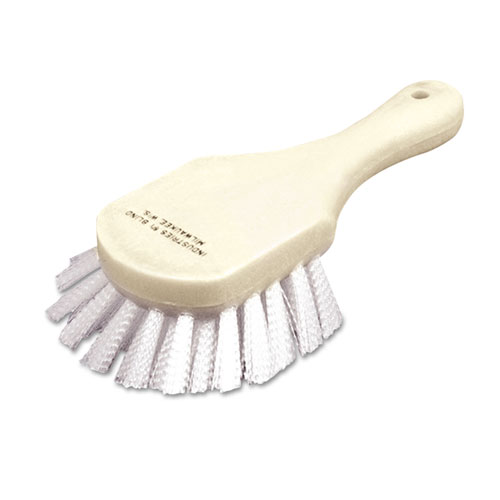 7920000610038, SKILCRAFT All-Purpose Scrub Brush, White Nylon Bristles, 3" Brush, 1.25" Nylon Bristles, Plastic Block