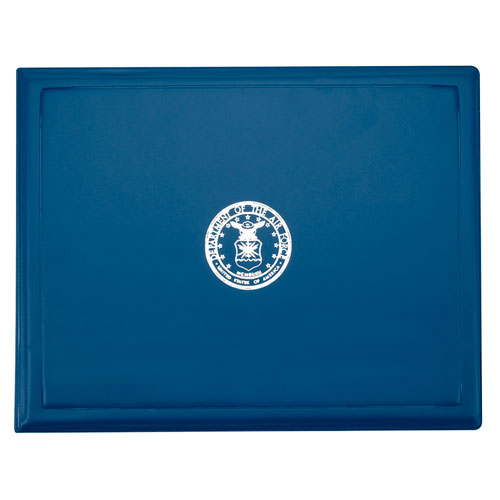 7510001153250 SKILCRAFT Award Certificate Binder, 8.5 x 11, Air Force Seal, Blue/Silver