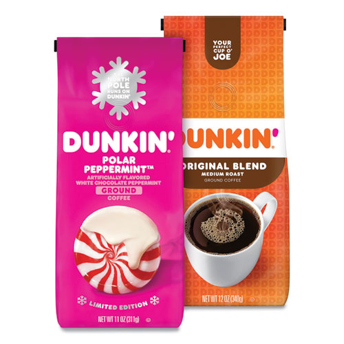Dunkin Donuts® Original Blend Coffee, Dunkin Original/Polar Peppermint, 12 Oz/11 Oz Bag, 2/Pack, Ships In 1-3 Business Days