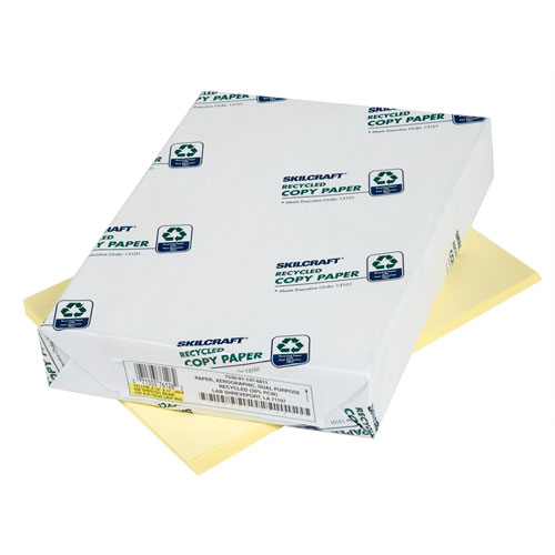 7530011476811 SKILCRAFT Colored Copy Paper, 20 lb Bond Weight, 8.5 x 11, Yellow, 500 Sheets/Ream, 10 Reams/Carton