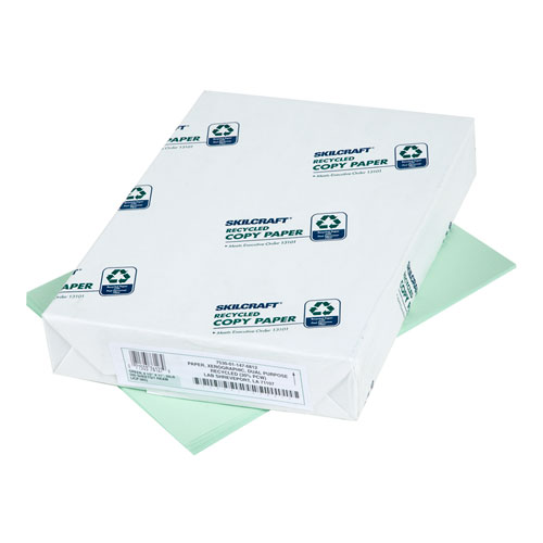 7530011476812 SKILCRAFT Colored Copy Paper, 20 lb Bond Weight, 8.5 x 11, Green, 500 Sheets/Ream, 10 Reams/Carton