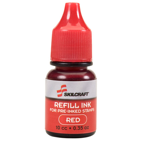 7510012073960 SKILCRAFT AccuStamp Refill Ink, 0.35 oz Bottle, Red