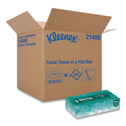 Image of White Facial Tissue for Business, 2-Ply, White, Pop-Up Box, 100 Sheets/Box, 36 Boxes/Carton