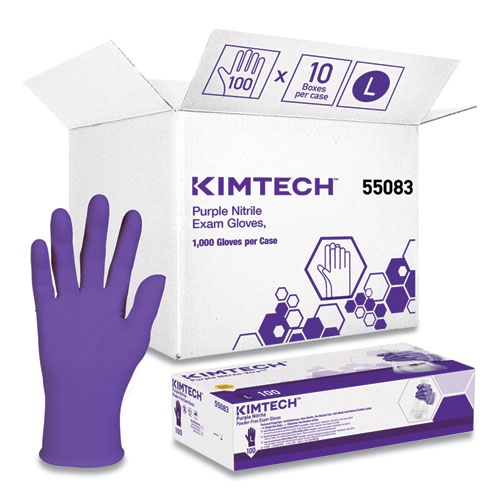 Kimtech™ PURPLE NITRILE Exam Gloves, 242 mm Length, Large, Purple, 1,000/Carton