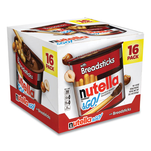 Image of Nutella® Hazelnut Spread And Breadsticks, 1.8 Oz Single-Serve Tub, 16/Pack, Ships In 1-3 Business Days