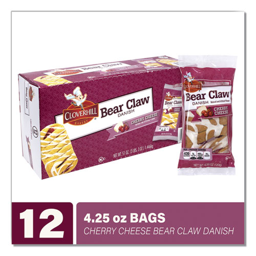 Cloverhill Bakery Cherry Cheese Bear Claw, 4.25 oz, 12/Pack, Delivered in 1-4 Business Days