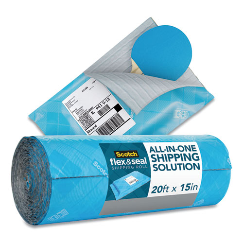 Image of Flex and Seal Shipping Roll, 15" x 20 ft, Blue/Gray