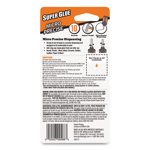 SUPER GLUE MICRO PRECISE, 0.19 OZ, DRIES CLEAR, 4/CARTON