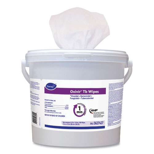 Diversey™ Oxivir TB Disinfectant Wipes, 11 x 12, White, 160/Bucket, 4 Buckets/Carton