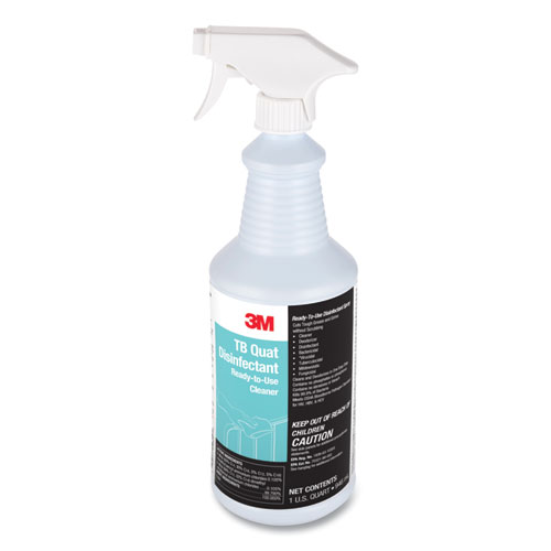 TB Quat Disinfectant Ready-to-Use Cleaner, 32 oz Bottle, 12 Bottles and 2 Spray Triggers/Carton