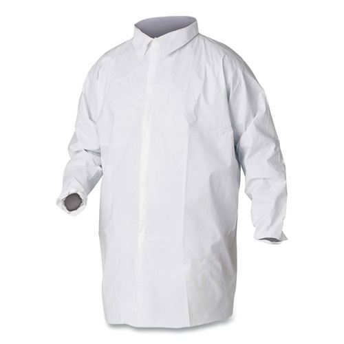 KleenGuard™ A20 Breathable Particle Protection Lab Coats, Snap Closure/Open Wrists/Pockets, X-Large, White, 25/Carton