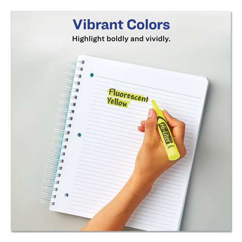 Image of HI-LITER Desk-Style Highlighters, Fluorescent Yellow Ink, Chisel Tip, Yellow/Black Barrel, 200/Box