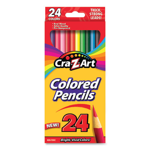 Colored Pencils, 24 Assorted Lead and Barrel Colors, 24/Set