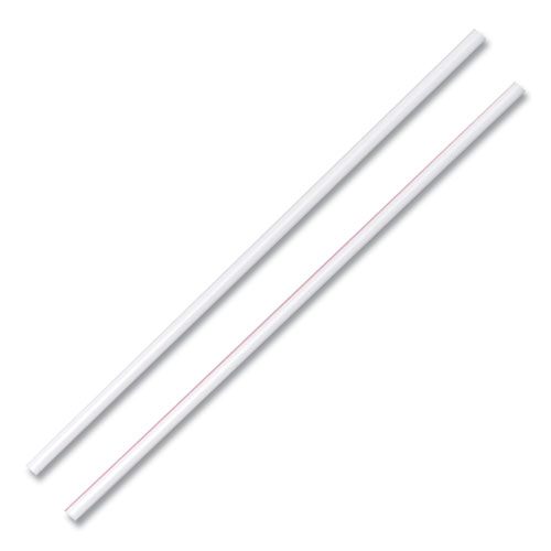 Image of Unwrapped Hollow Stir-Straws, 5.5", Plastic, White/Red, 1,000/Box