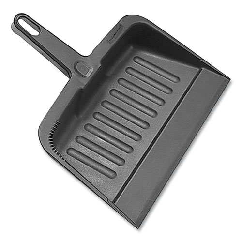 Heavy-Duty Plastic Dust Pan, 12 x 12 x 4, Black