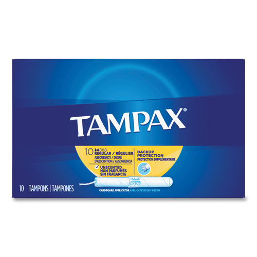 Tampax® Cardboard Applicator Tampons, Regular, 10/Box