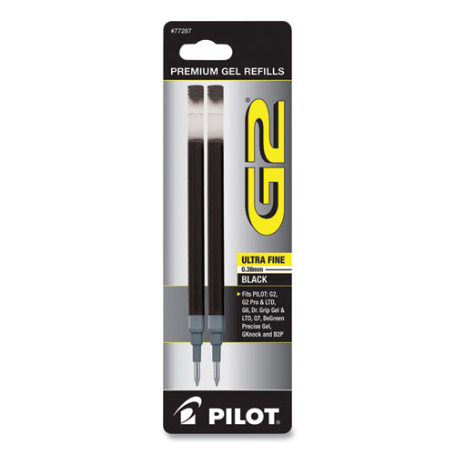 Pilot® Refill For Pilot G2 Gel Ink Pens, Ultra-Fine Conical Tip, Black Ink, 2/Pack