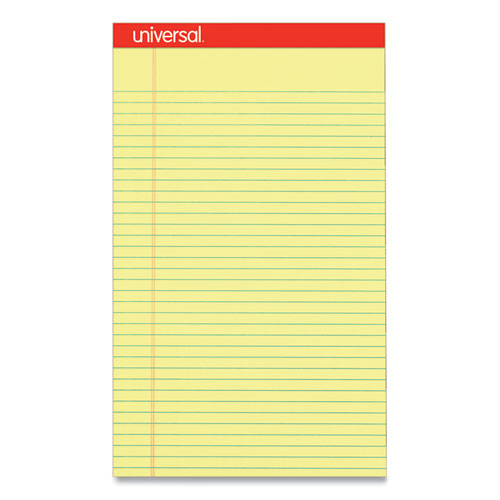 Image of Perforated Ruled Writing Pads, Wide/Legal Rule, Red Headband, 50 Canary-Yellow 8.5 x 14 Sheets, Dozen