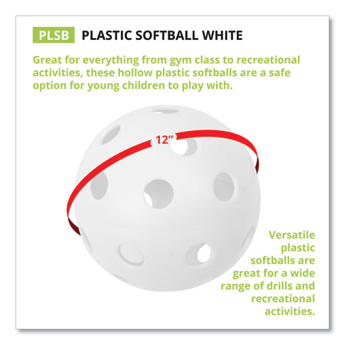 Plastic Softballs, 12, White, Dozen