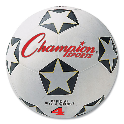 Champion Sports Rubber Sports Ball, For Soccer, No. 4 Size, White/Black