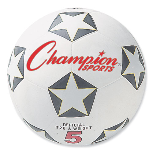 Champion Sports Rubber Sports Ball, For Soccer, No. 5 Size, White/Black