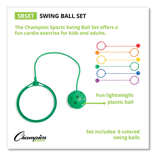 Swing Ball Set, 5.5" Diameter, Assorted Colors, 6/Set