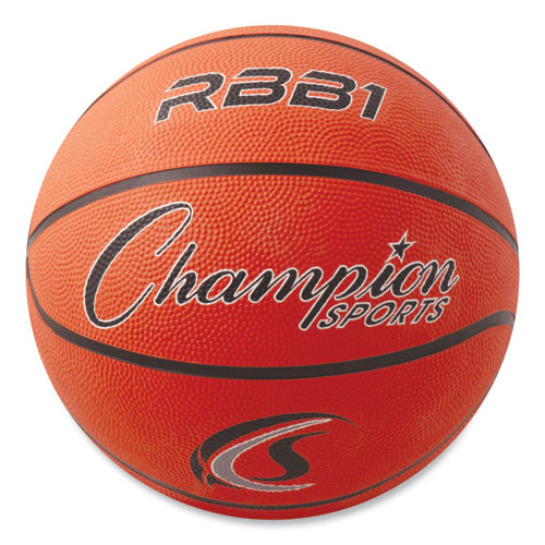 Champion Sports Rubber Sports Ball, For Basketball, No. 7 Size, Official Size, Orange