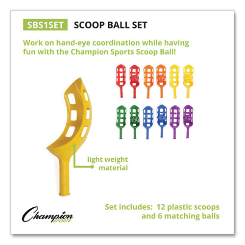 Scoop Ball Set, Plastic, Assorted Colors, 2 Scoops/1 Ball Per Set, 6 Sets