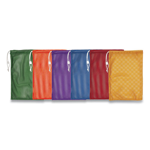 Heavy-Duty Mesh Bag, 12 x 18, Gold, Green, Orange, Purple, Royal Blue, Scarlet Red, 6/Set