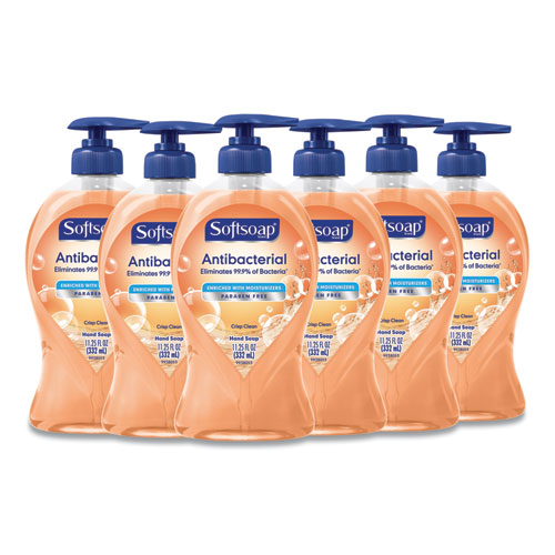 Antibacterial Hand Soap, Crisp Clean, 11.25 oz Pump Bottle, 6/Carton