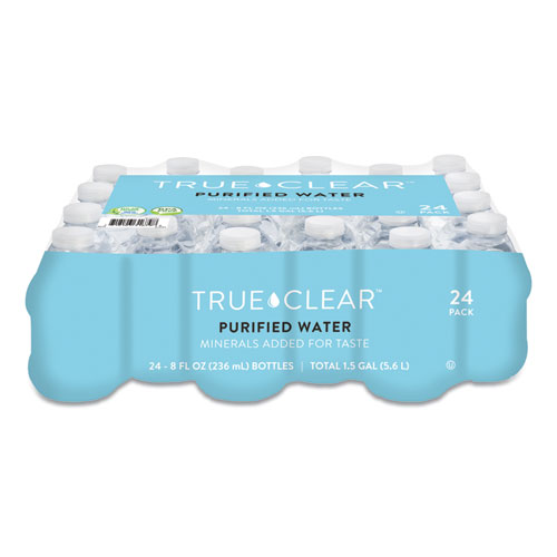 Image of True Clear® Purified Bottled Water, 8 Oz Bottle, 24 Bottles/Carton, 182 Cartons/Pallet