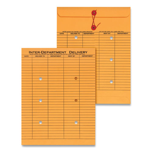 STRING AND BUTTON INTEROFFICE ENVELOPE, #97, TWO-SIDED FIVE-COLUMN FORMAT, 10 X 13, LIGHT BROWN KRAFT, 100/BOX